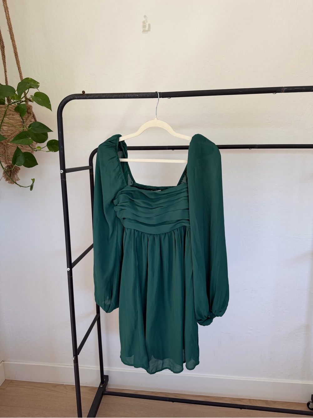 Abercrombie & Fitch Deep Green Long-Sleeve Mini Dress